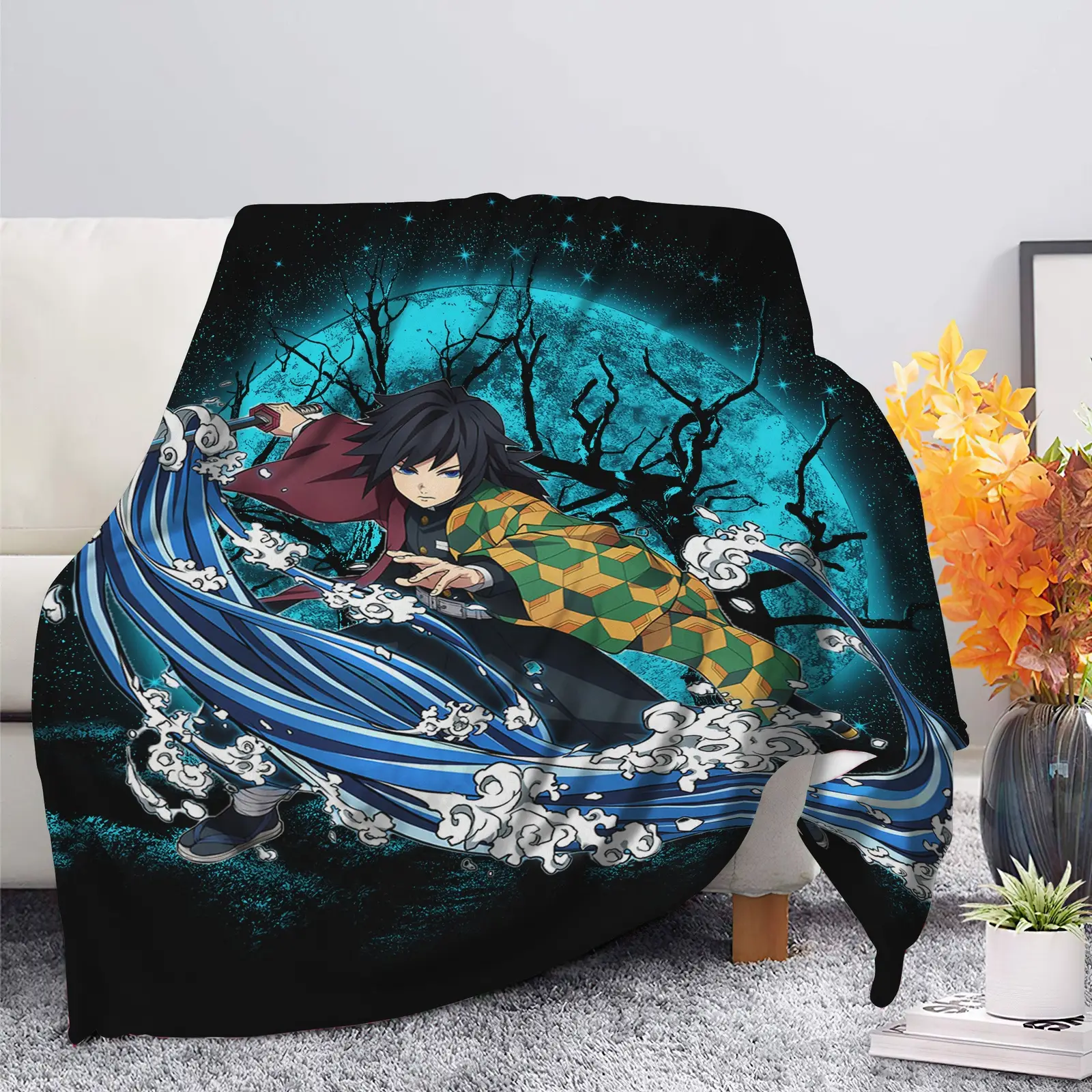 Tomioka Giyuu Demon Slayer Moonlight Blanket