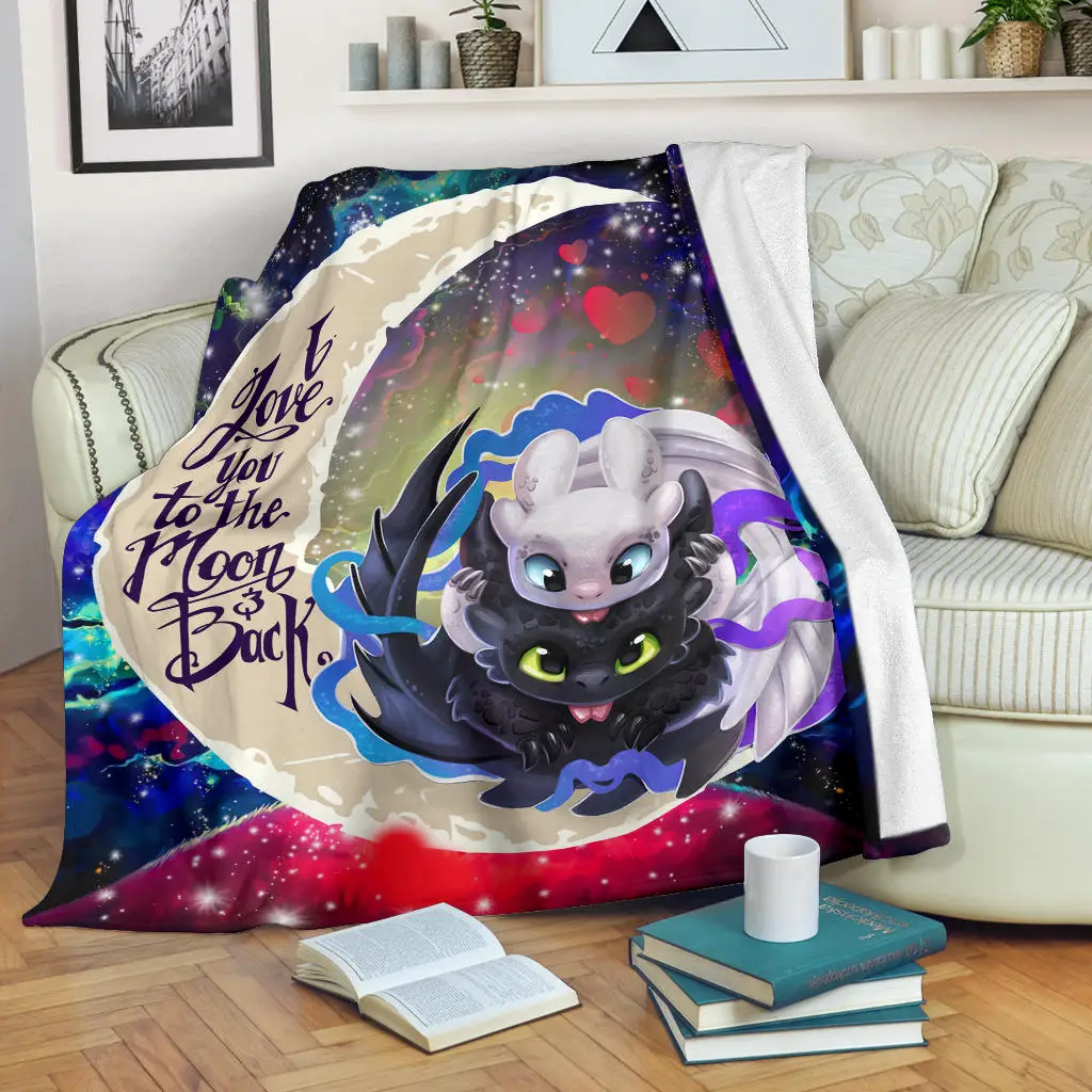 Toothless And Light Fury How To Train Your Dragon Love You To The Moon Galaxy Blanket