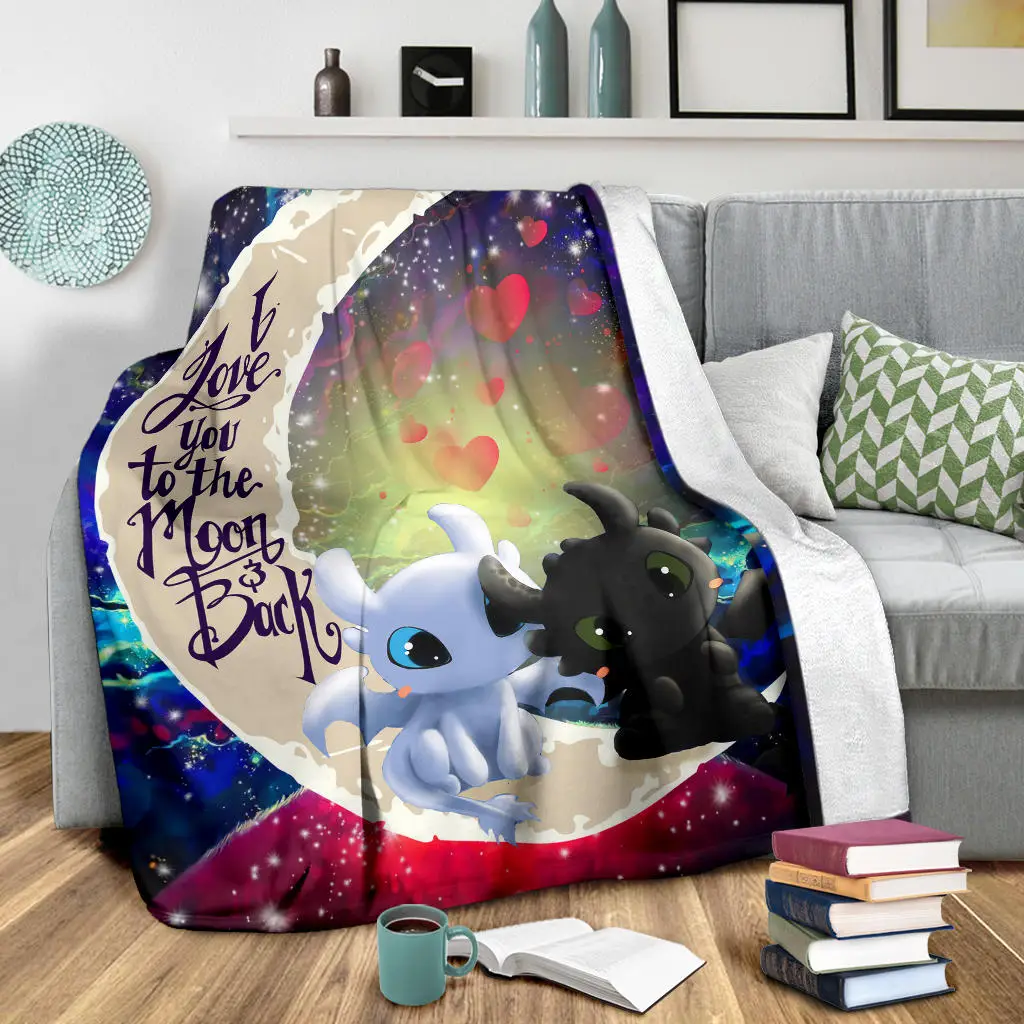 Toothless Light Fury Night Fury Love You To The Moon Galaxy Blanket
