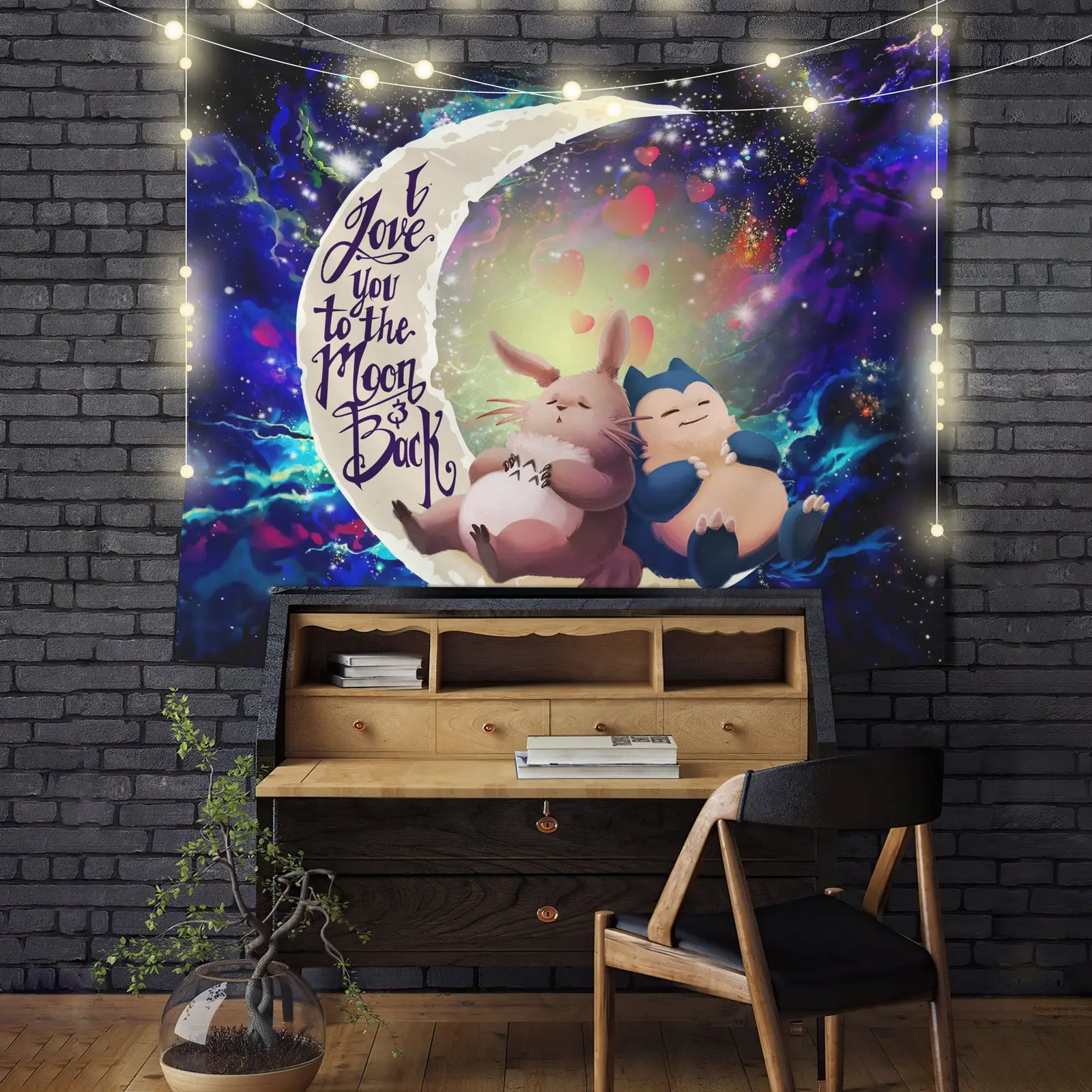 Totoro Ghibli Snorlax Love You To The Moon Galaxy Tapestry Room Decor