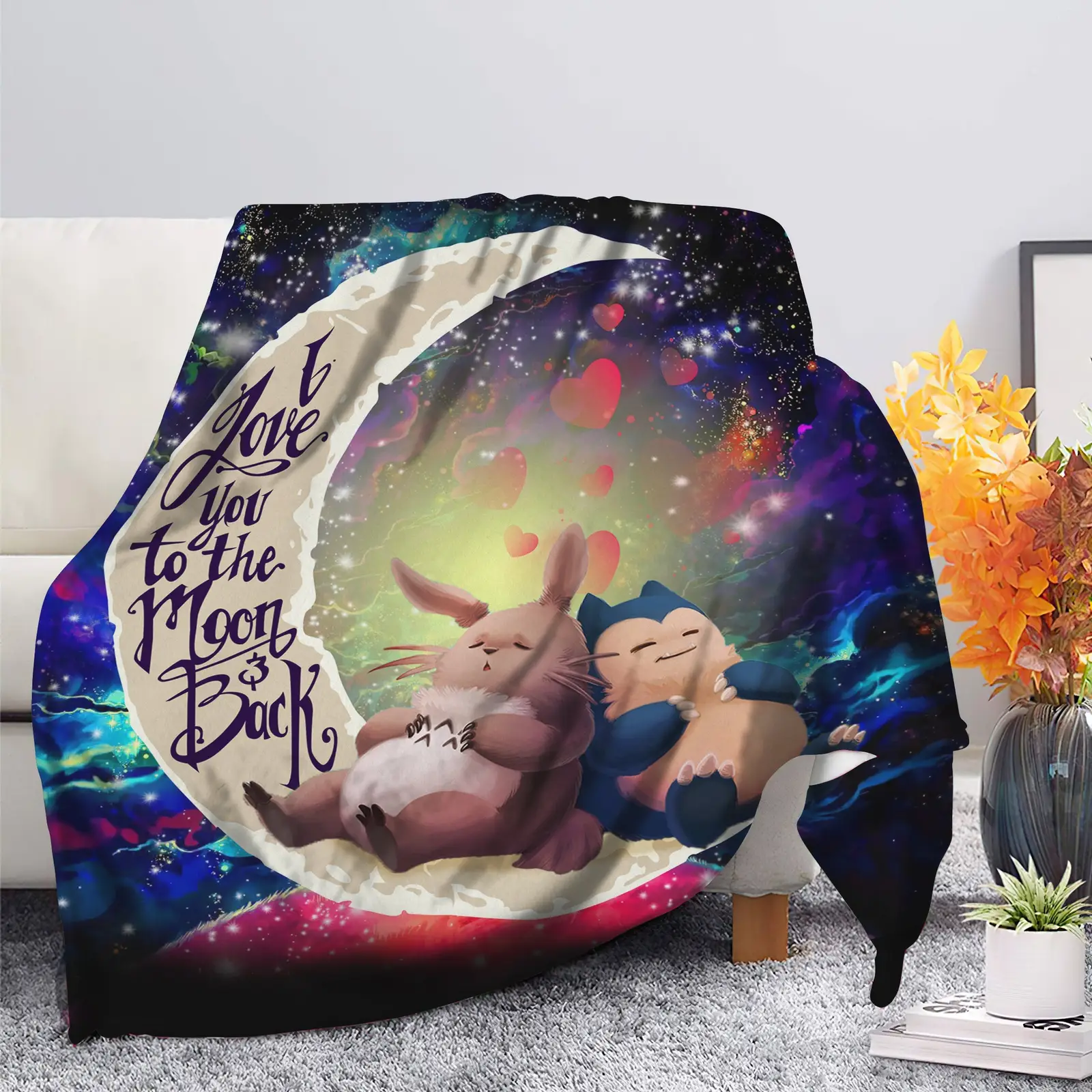 Totoro Ghibli Snorlax Pokemon Love You To The Moon Galaxy Blanket