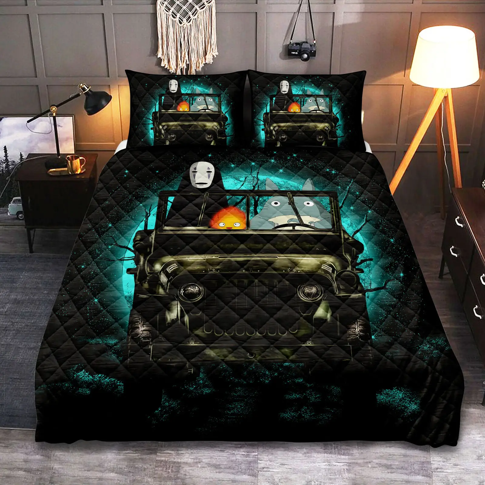 Totoro No Face Ghibli Ride Jeep Halloween Moonlight Quilt Bed Sets