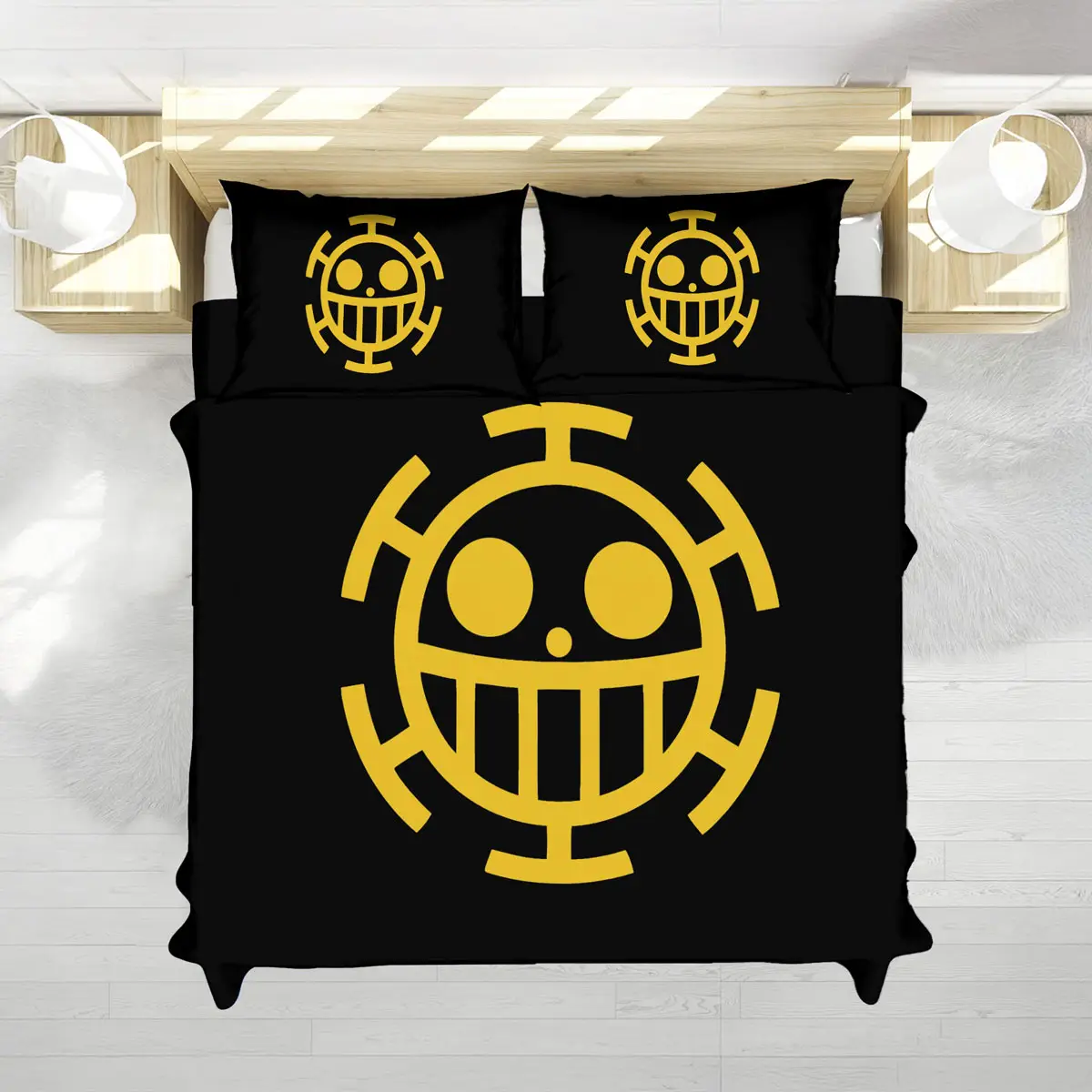 Trafalgar Law Heart Pirates Black Yellow Bedding Set - One Piece Verse Official One Piece Merchandise and Clothing