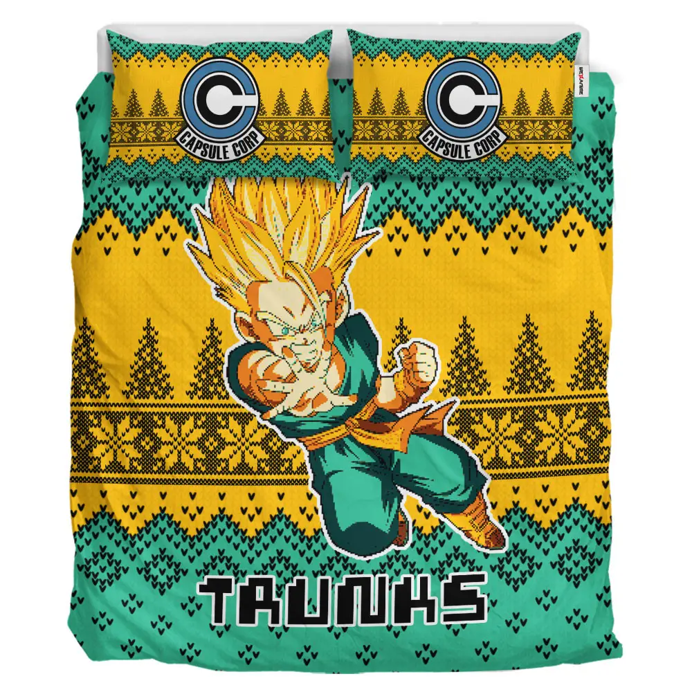 Trunks Kid Super Saiyan Xmas Polyester Duvet Cover Set