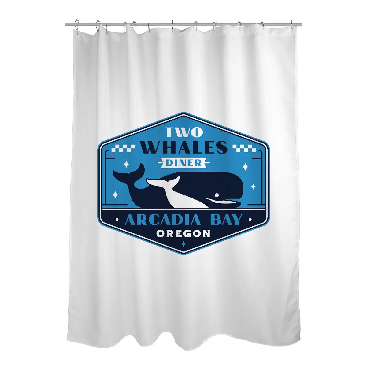 Two Whales Diner Crest Shower Curtains
