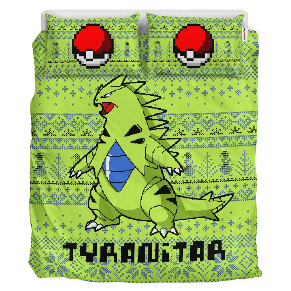 Tyranitar Xmas Polyester Duvet Cover Set