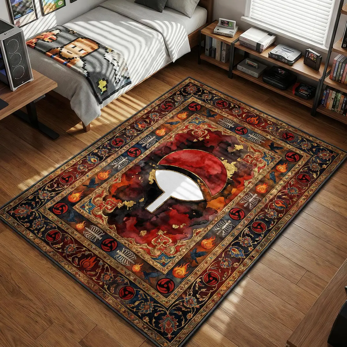 Uchiha Clan Crest Rug - Naruto Shippuden Chair Mat