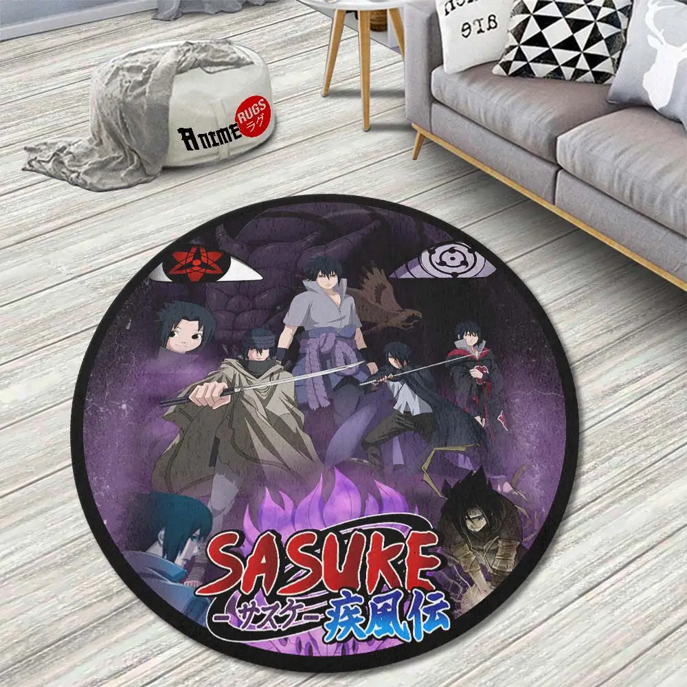 Uchiha Sasuke Round Rug Custom Anime Circle Carpet