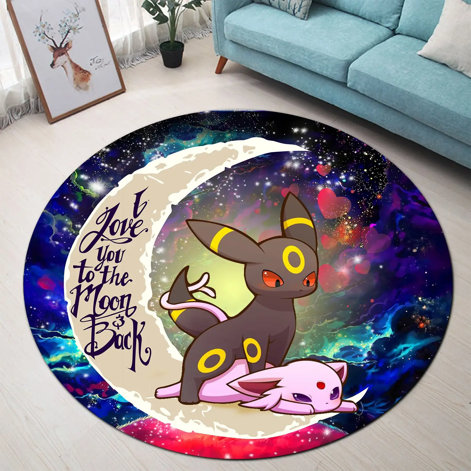 Umbreon Espeon Eevee Evolution Love You To The Moon Galaxy Round Rug