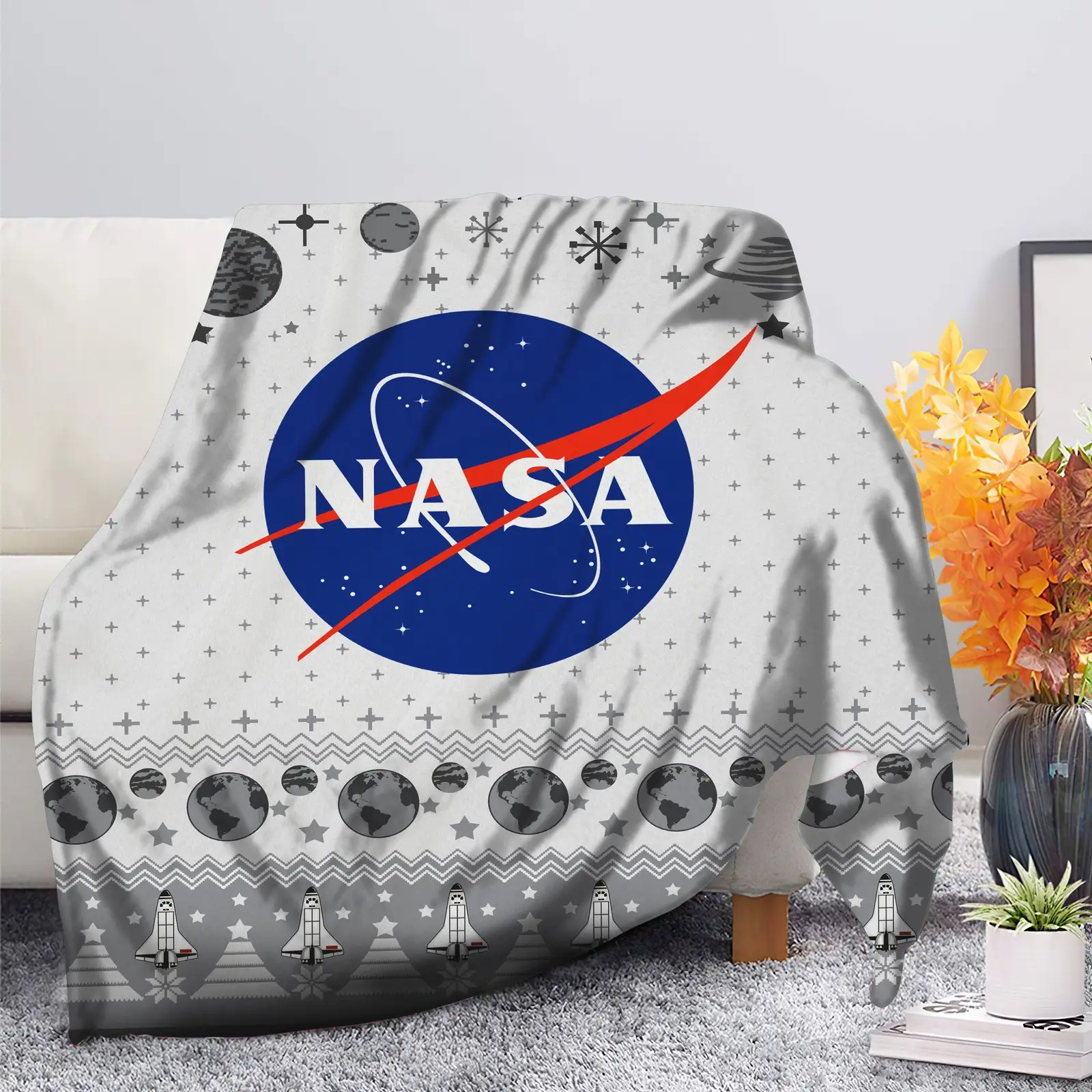 USA Nasa Ugly Christmas Blanket