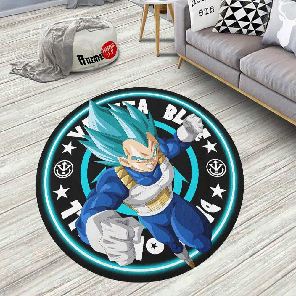 Vegeta Blue Round Rug Custom Circle Carpet