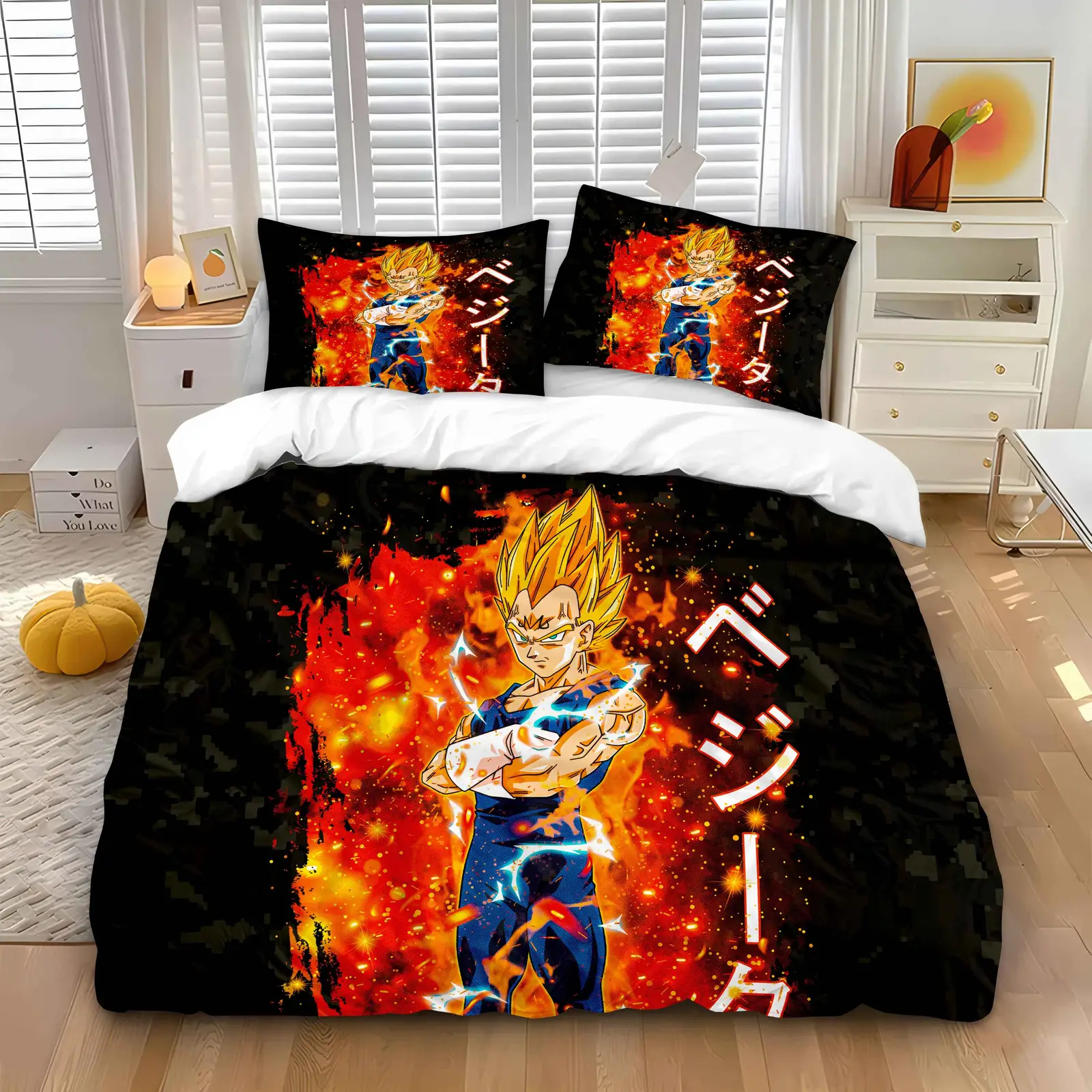 Vegeta Super Saiyan Fire Anime Bedding Set – Dragon Ball Z Duvet Cover