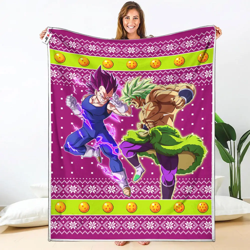 Vegeta Ultra Ego Broly Full Power Blanket Ugly Christmas Anime