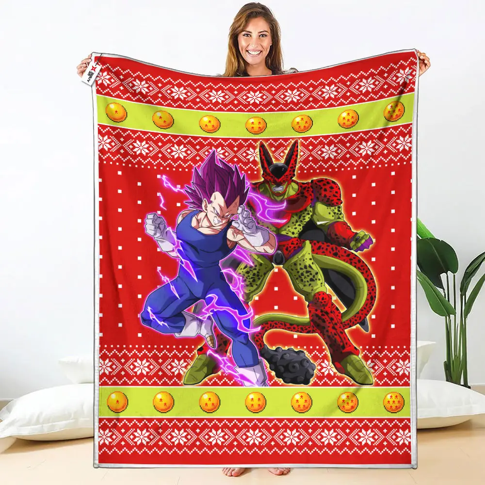 Vegeta Ultra Ego Cell Max Blanket Ugly Christmas Anime