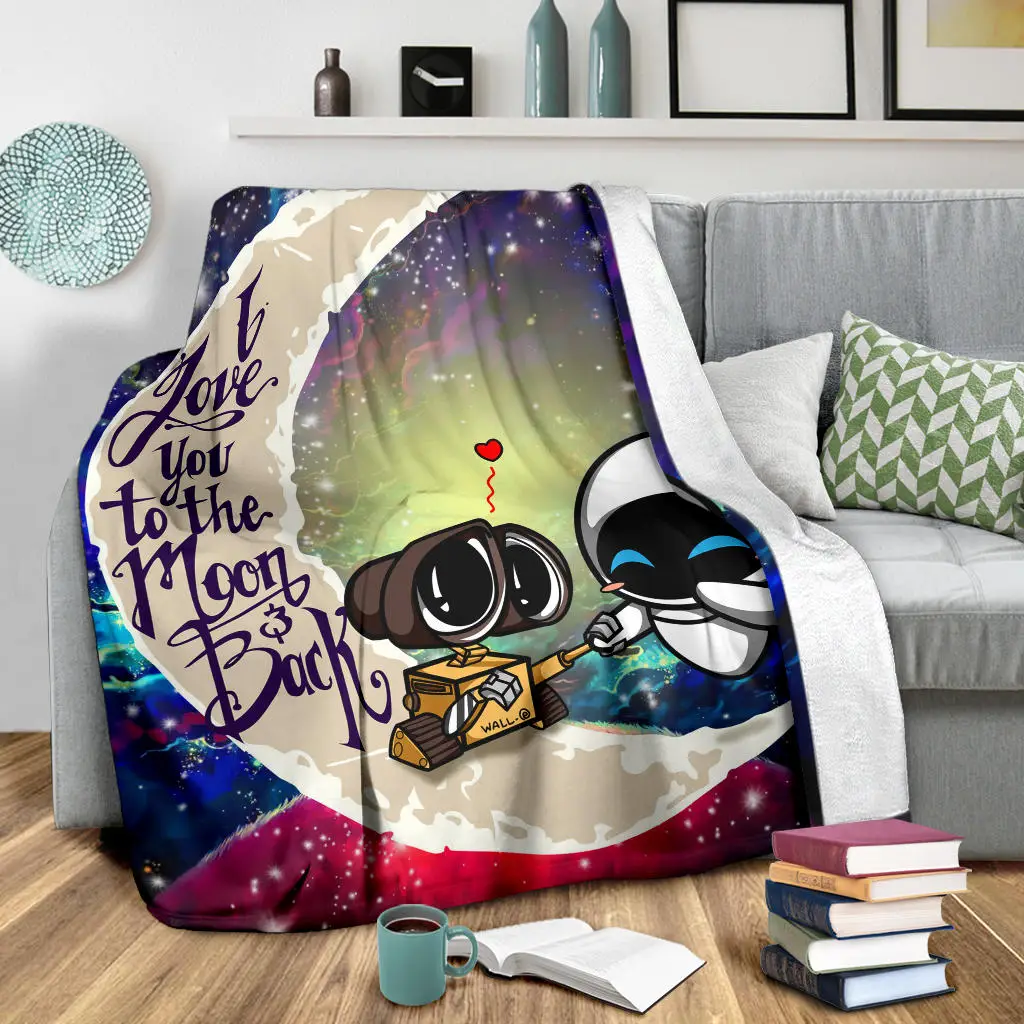 Wall - E Couple Love You To The Moon Galaxy Blanket