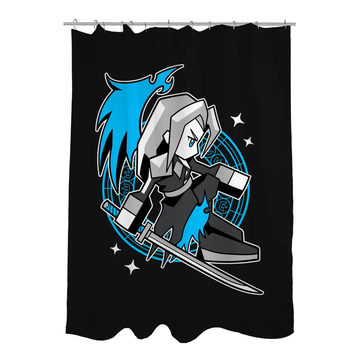 White Long Hair Boy Shower Curtains