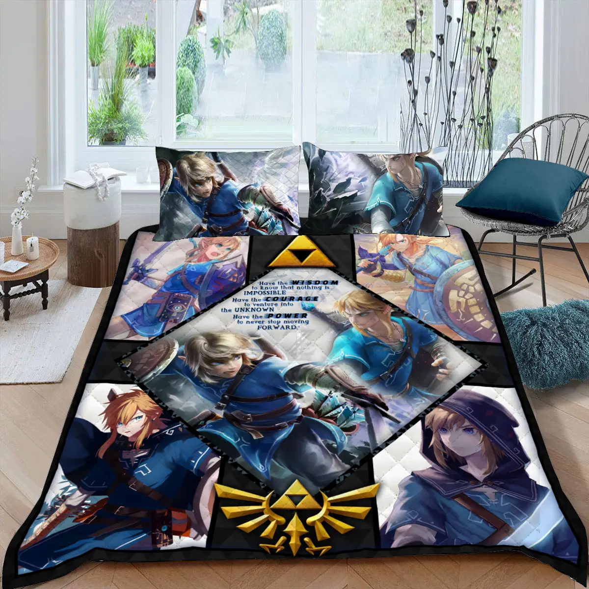 Wisdom Courage Power Link The Legend of Zelda Quilt Blanket Quilt Set