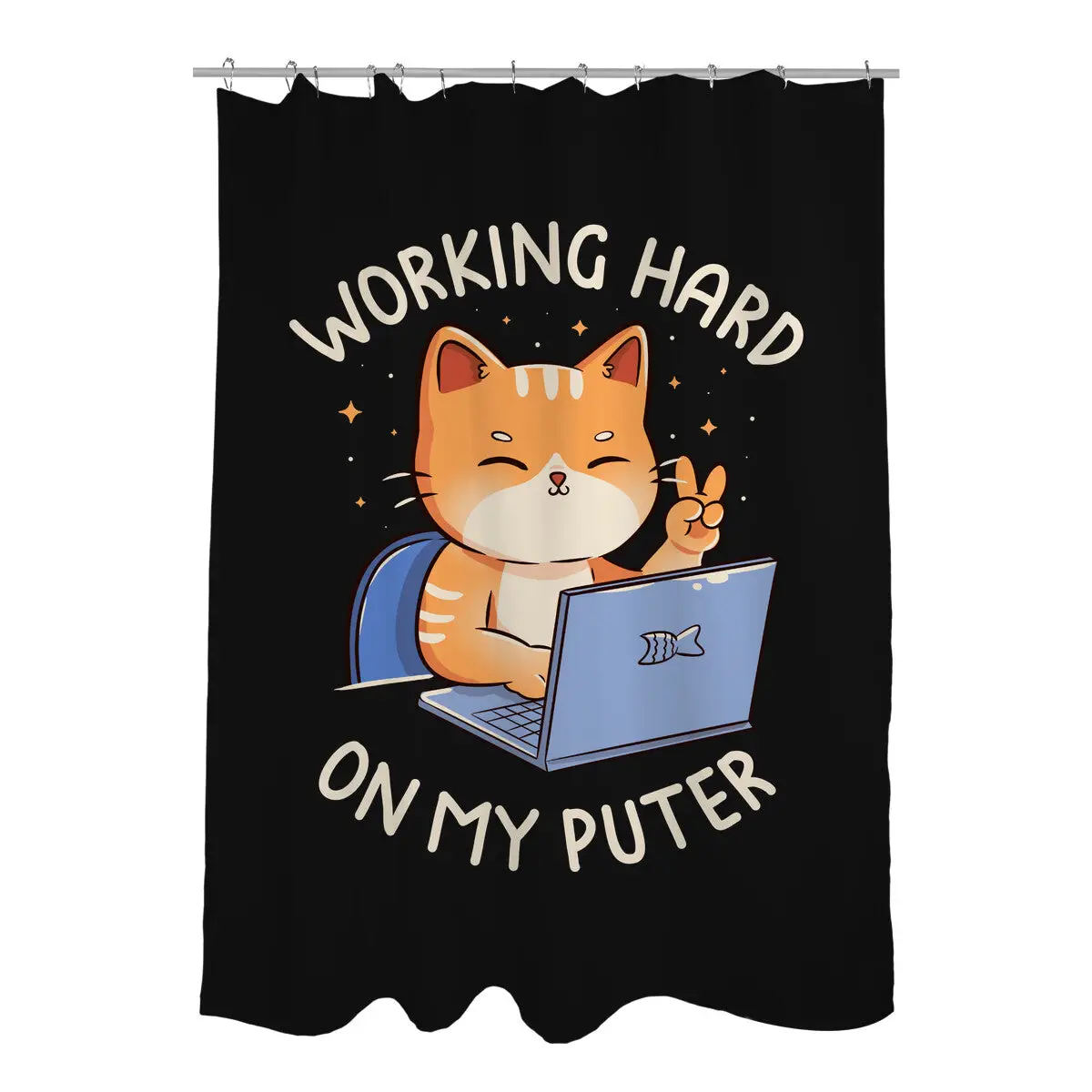 Working Hard On My Puter Shower Curtains