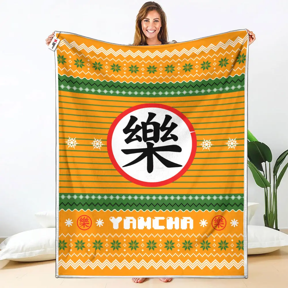 Yamcha Raku Blanket Ugly Christmas Symbol Anime