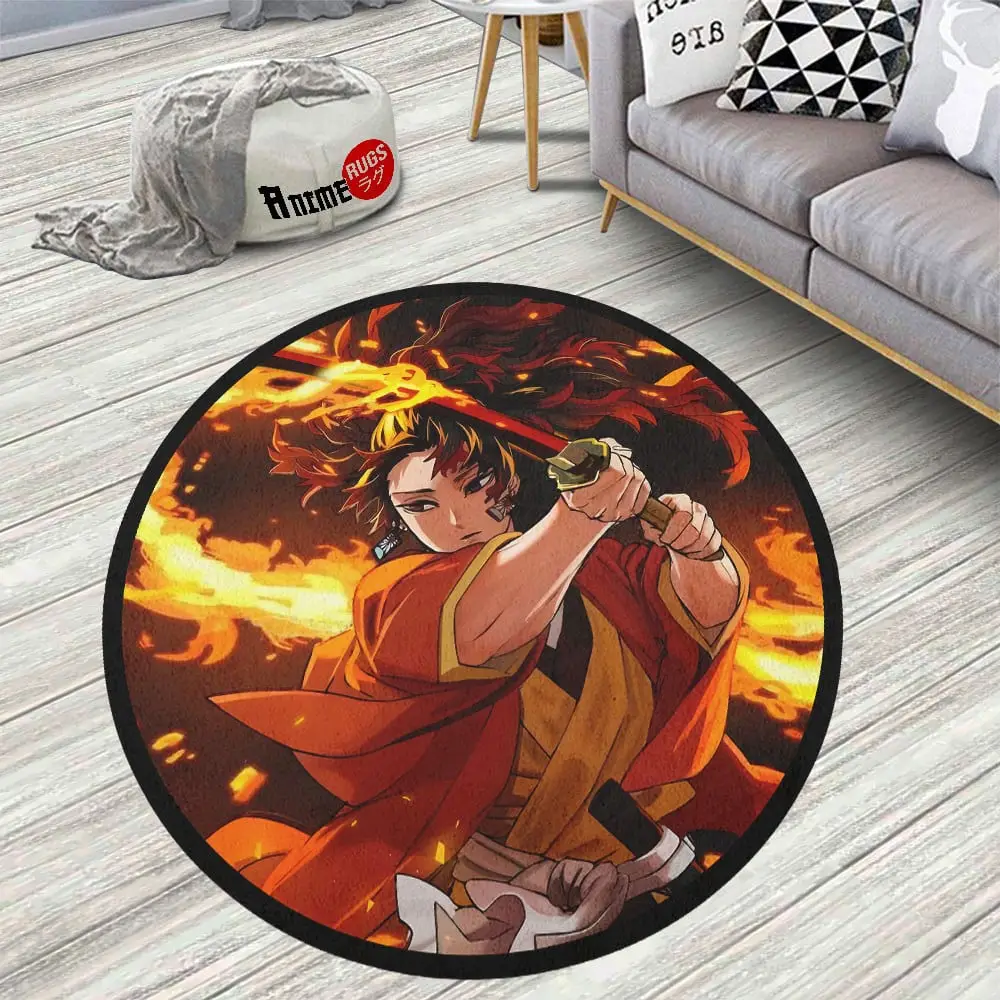 Yoriichi Tsugikuni Skid-Proof Round Rug