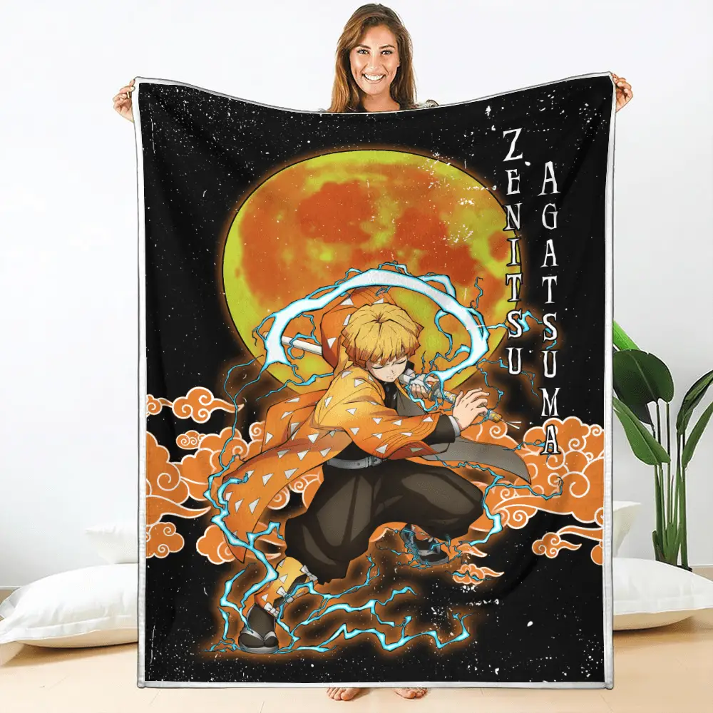 Zenitsu Agatsuma Blanket Custom Moon Style Anime
