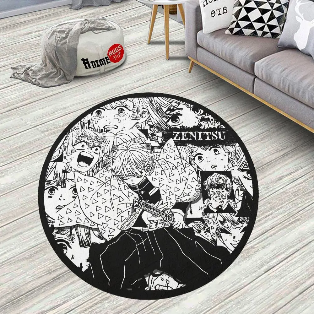 Zenitsu Agatsuma Manga Round Rug Custom Anime Room Mats