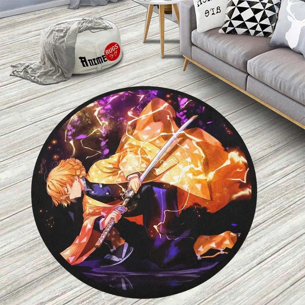 Zenitsu Agatsuma Round Rug Custom Anime Room Mats