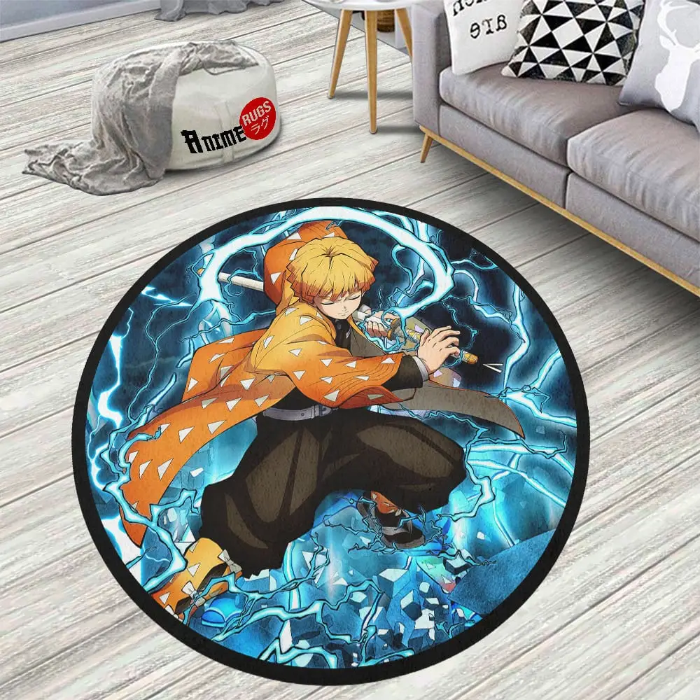 Zenitsu Agatsuma Skid-Proof Round Rug