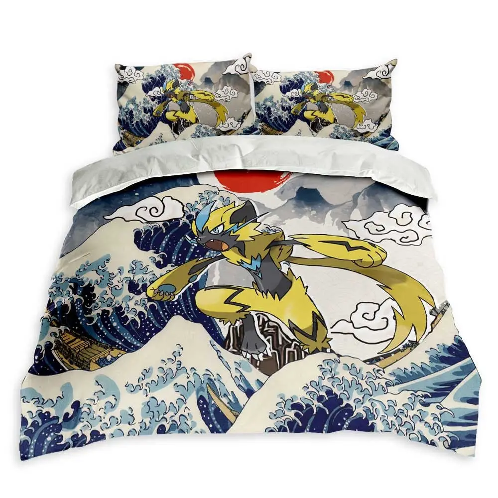 Zeraora Bedding Set Kanagawa Great Wave Custom
