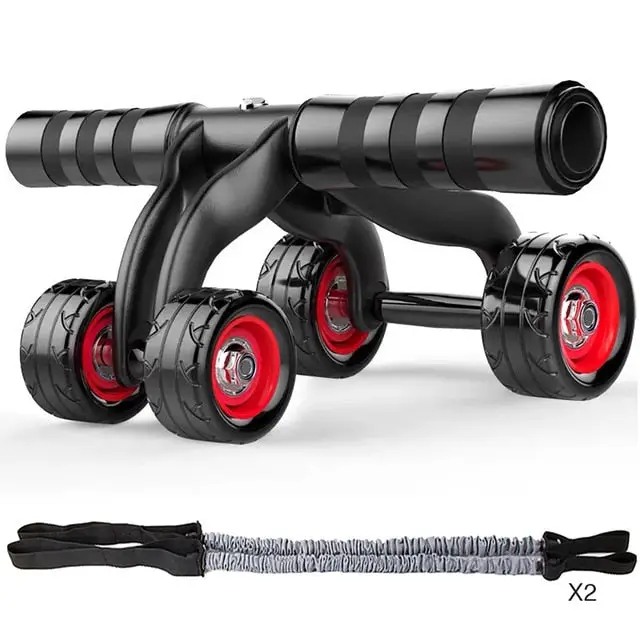 4-Wheel Ab Roller with Resistance Rope