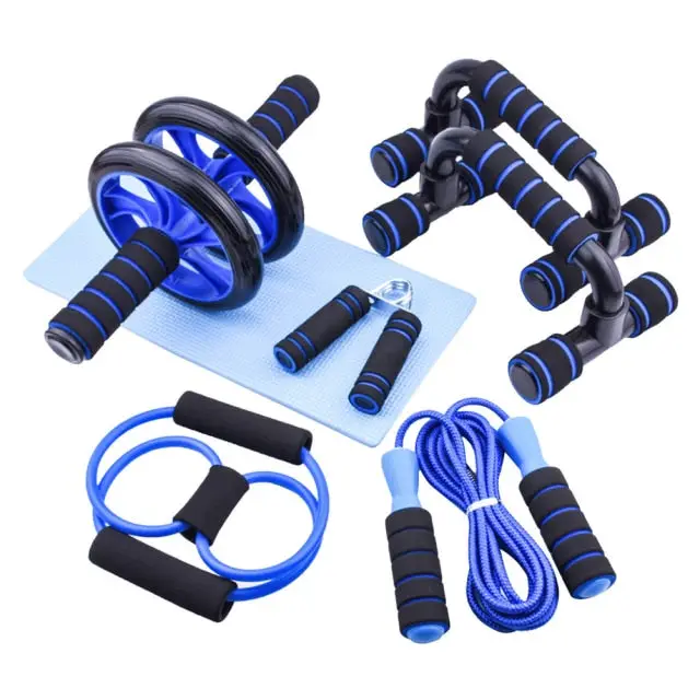 7-Piece Home Workout Set with Ab Roller, Push-Up Bars and Jump Rope 7-Piece Home Workout Set with Ab Roller, Push-Up Bars and Jump Rope - Image 1